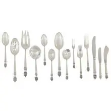 Towle Silversmiths, Danish Baroque flatware service for eight, Newburyport, USA