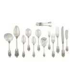 Grand Baroque flatware service for 12 by William S. Warren for R. Wallace & Sons Co., Taunton, USA, sold Jun 2022