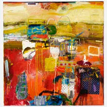 Untitled by Robert Baribeau, 1994, acrylic and mixed media on canvas, sold Jul 2020