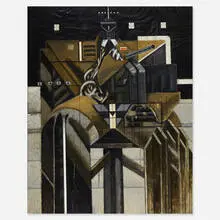 Untitled by Nick de Angelis, 1988, oil on paper mounted to canvas, sold Jul 2020