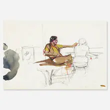 Untitled by Richard Estes, c. 1975, gouache and pencil on board, sold Jul 2020