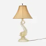 Barovier & attribution Toso, table lamp, c. 1945, glass, silk, brass