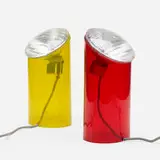 Piero Castiglioni, Parodia table lamps, pair, 1983, glass, headlight