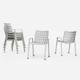 Hans Coray, Landi armchairs, set of six, aluminum, rubber