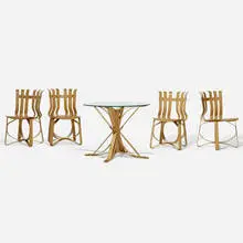 Frank Gehry, dining set, laminated maple, glass
