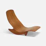 Steve Rieman, sculpted rocker, c. 1976, mahogany plywood