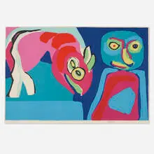 Child with Pretend Animal by Karel Appel, 1971, lithograph in colors, sold Jul 2020