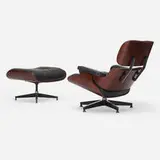 Charles and Ray Eames, lounge chair model 670 and ottoman 671, 1956, molded rosewood plywood, leather, enameled aluminum, enameled steel, rubber