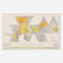 Buckminster Fuller, Dymaxion Airocean World Map poster, 1954, offset lithograph in colors
