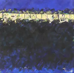 Untitled by Barbara McGivern, acrylic and gold leaf on canvas 122 x 122cm, sold Oct 2021