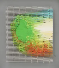 Untitled by William Tillyer, acrylic paint on metal mesh 44 x 38cm Provenance: With Bernard Jacobson Gallery. ., sold Oct 2021