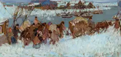 Leon Gaspard, Russie (Winter March Along the River), oil on board