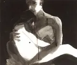 Nathan Oliveira, Man and Woman, Embrace, 1966, pencil, ink and wash on paper
