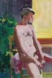 Paul Wonner, Model and Plants Near a Window, 1964, watercolor on paper