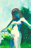 Paul Wonner, Model in Sunlight on the Patio, 1964, casein on paper