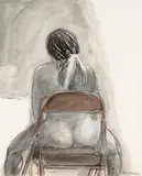 Paul Wonner, Woman in Chair, c.1969, charcoal, gouache and watercolor on paper