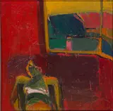 Joan Brown, Untitled (Figure Red Wall)