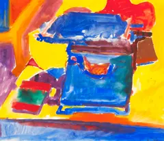 Bruce McGaw, Desktop with Typewriter, 1958, watercolor on paper
