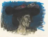 Hans Burkhardt, Thordis in a Hat, 1976, pastel on paper