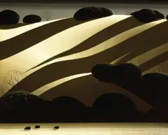 Eyvind Earle, Golden Autumn, 1975, oil on board