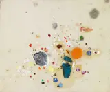 Michelle Fierro, Impressionable Too, 1995, oil, acrylic and paper on canvas on panel