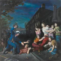 Sandow Birk, The Provocation (Stonewall 1969), 1999, oil and acrylic on canvas