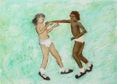 Kim Dingle, Fighting Girls, c.1991, oil pastel on paper
