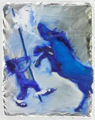 Space Blanket by Kim Dingle, 1998, mixed medium on aluminum, offered May 2007