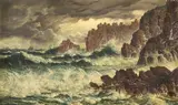 Peter Caledon Cameron, Storm at Land's End, oil on canvas