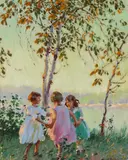 Edward Dufner, Afternoon Light, oil on canvas on board