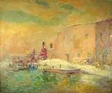Fred Wagner, A View of a Dock, oil on canvas