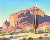 Maynard Dixon, Red Rocks and Cactus, 1945 (No.746), oil on canvas on board