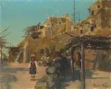 Theodore Wores, Indian Girl by a Pueblo
