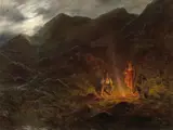 Henry Raschen, The Evening Campfire, oil on canvas