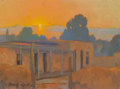 Sunset over an Adobe by Carl Redin, oil on canvas, sold May 2007
