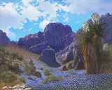 William A. Slaughter, Blue Cliff and Blooms, oil on canvas