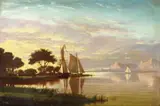 Fortunato Arriola, Luminous Sunset with Sailboats, oil on canvas