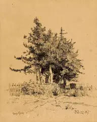 Guy Rose, Alameda, 1887, pen and ink on paper