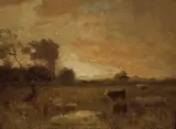 William Keith, Pastoral Landscape, oil on panel