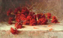 Red Carnations by Giuseppe Cadenasso, oil on canvas, sold May 2007