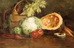 Edith White, Still Life with Vegetables, oil on canvas