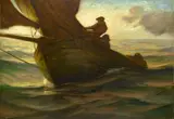 Charles Dickman, Fisherman Wrestling with a Sail, 1900, oil on canvas