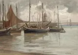 Anna Althea Hills, Harbored Boats on a Stormy Day