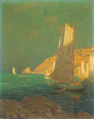 Granville Redmond, Sailing among Golden Bluffs, oil on canvas