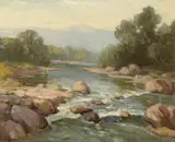 Benjamin Brown, Morning, Ventura River, oil on canvas