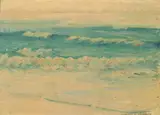William Alexander Griffith, Waves Lapping along a Shoreline, oil on canvas on board
