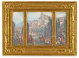 Fantasy Triptych Landscape by Edgar Alwin Payne, oil on board, offered May 2007