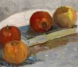 Selden Connor Gile, A Still Life with a Book and Apples on a Table