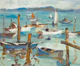 Selden Connor Gile, Moored Boats, believed to be Monterey Bay