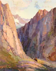 Nell Walker Warner, Pack Horses in the Sierras, oil on canvas
